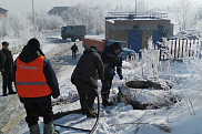 Устранение подпора на канализационных сетях по адресу ул. Молдагулова 15/6.